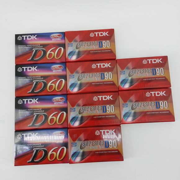 TDK Blank Cassettes D60 D90 Sealed Music Recording Lot of 10 - Picture 4 of 7